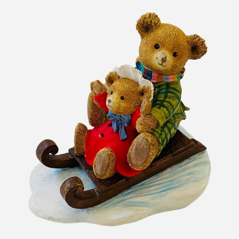 Teddies Monument Ceramic Christmas Figurine Holiday Decor Multicolored 3.5"